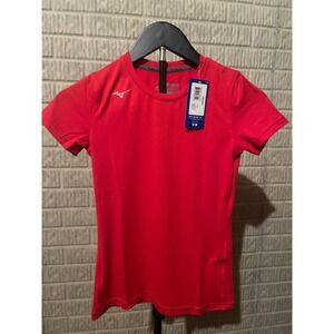 Mizuno Youth Red Athletic T Shirt Short Sleeve Activewear Training Size Medium